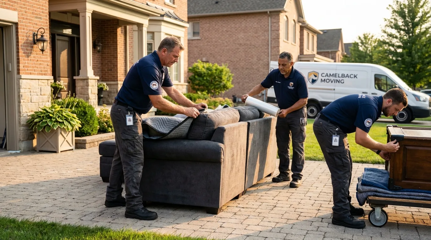 Large estate moving crew wrapping furniture in Pawnee, OK